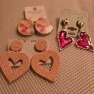 3 piece set-2 heart earrings & 1 wood set, very fun for any age